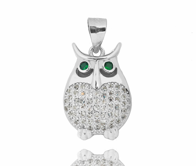 114/21 wisiorek  sowa z cyrkoniamidzień nauczyciela