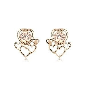 Kol  599/15 kolczyki  kryształy złocone serduszka