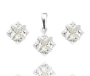 480/412 Komplet srebrny 925, romby z cyrkonią , kolczyki, wisiorek .
