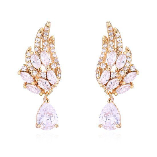 Kol 599/918 kolczyki pozłacane skrzydła anioła cyrkonie