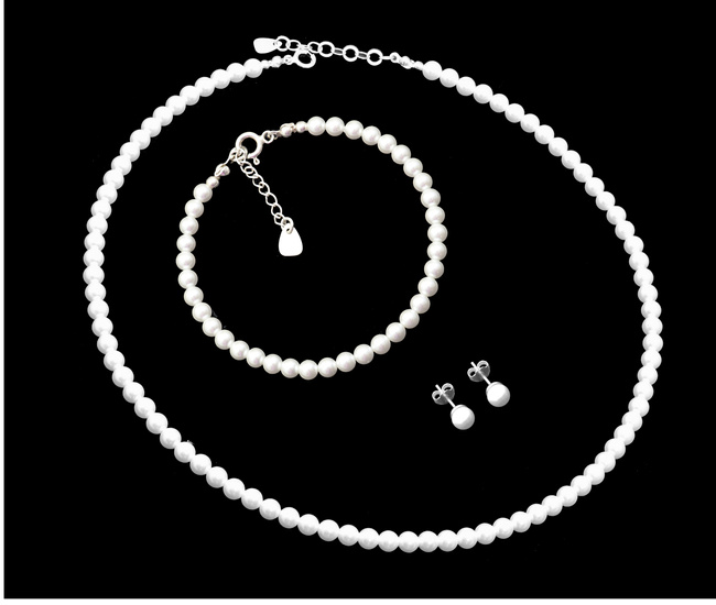 komplet srebrny 925 z perełkami seashell 5 mm 1860