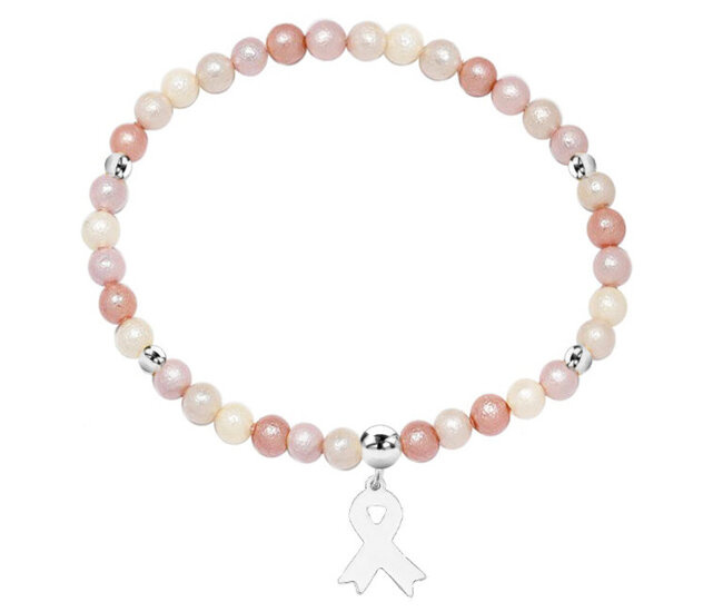 1573 bransoletka pudrowy róż wstążka amazonka z grawerem