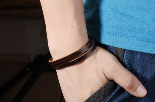 BR599/517 BRANSOLETKA MĘSKA, BRĄZOWA SKÓRA