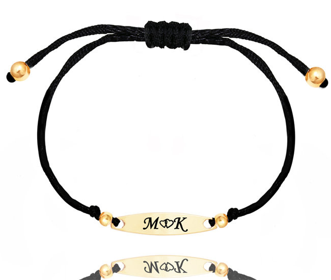 1337 BRANSOLETKA Z GRAWEREM srebro pozłacane na sznureczku