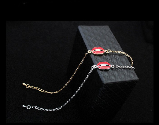 Br 599/649 bransoletka złota z czerwonymi ustami