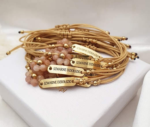 1710/4 Bransoletka grawerowana dziewczęca kwiat z kamienia słonecznego