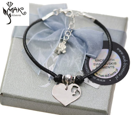 BR931 BRANSOLETKA Z GRAWEREM Swarovski Elements serce stópki dla mamy