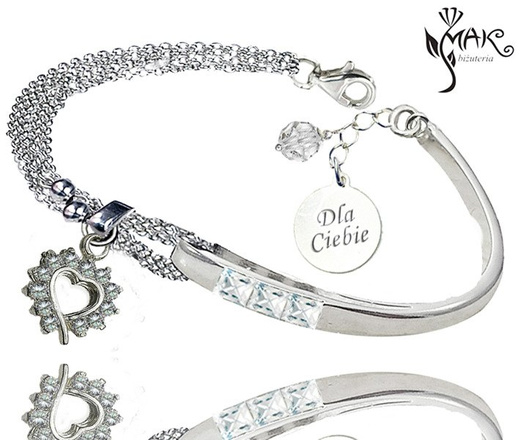 BR685 BRANSOLETKA Z GRAWEREM SREBRO 925 SWAROVSKI EL.