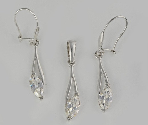 480/222 komplet srebrny z owalną cyrkonią