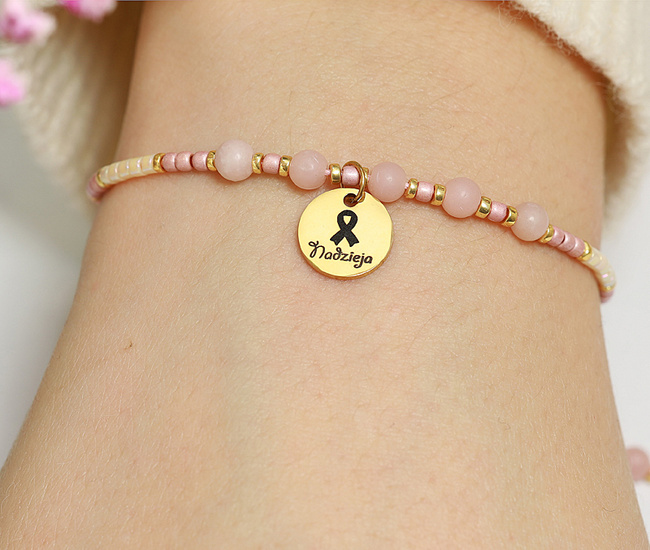 Bransoletka stalowa amazonka miesiąc świadomości raka piersi 1624/1