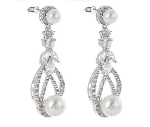 Kol 655/15 KOLCZYKI ślubne, cyrkonie długie