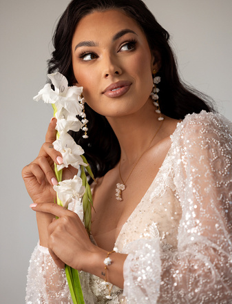 1664 bransoletka na ślub z kwiatami srebrna 925