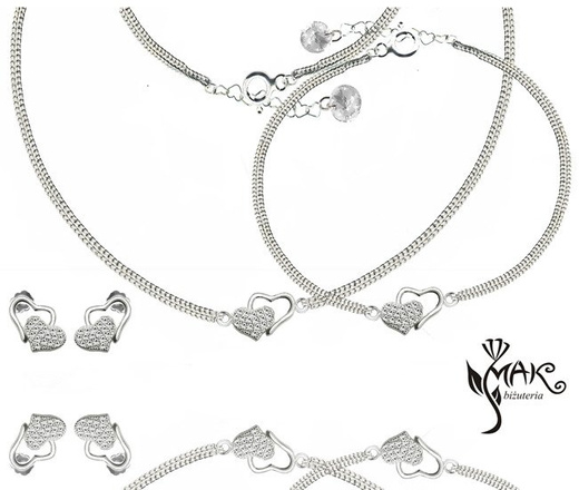 KPL800 serca KOMPLET celebrytka + pudełko z grawerem