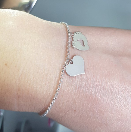 BR1004 BRANSOLETKA Z GRAWEREM srebro Swarovski Elements serce