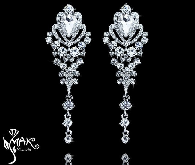 Kol 656/4 KOLCZYKI ślubne, cyrkonie długie