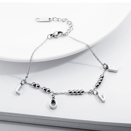 599/950 BRANSOLETKA stalowa stal z napisem LOVE