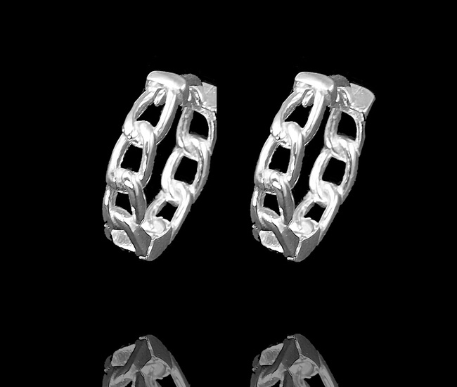 480/481 kolczyki koła srebrne imitujące łańcuch