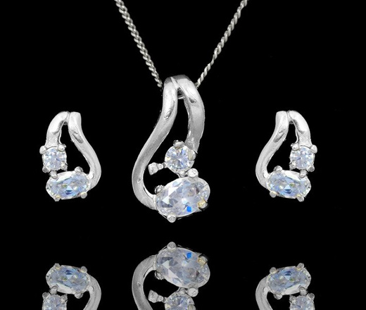 480/265 Kompet srebrny z cyrkoniami kolczyki wisiorek 925