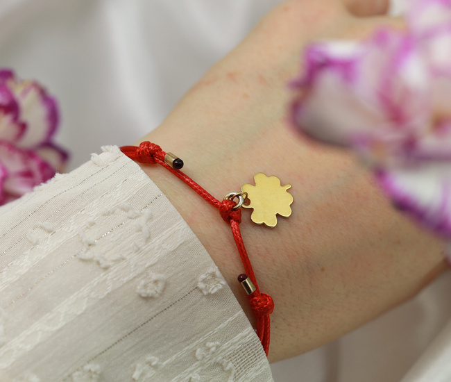 Bransoletka srebro 925 pozłacane koniczynka 1642/3