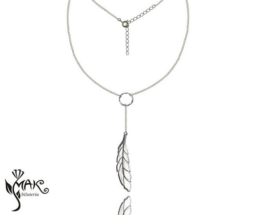 NK707 NASZYJNIK PIÓRKO 100% SREBRO 925 GRAWER
