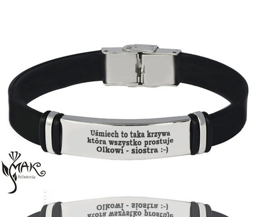 BR688 BRANSOLETKA Z GRAWEREM czarna męska