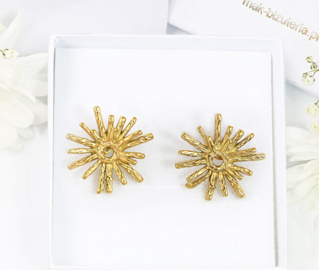 1726/5 ażurowe kolczyki złocone imitujące słońce