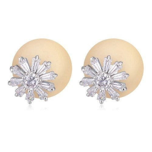 KOL599/255  KOLCZYKI BIAŁE ZŁOTO PERŁA TRIBAL