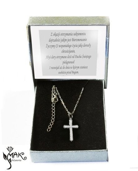 W792/1 NASZYNIK SREBRNY KRZYŻYK SREBRNY BIERZMOWANIE CHRZEST