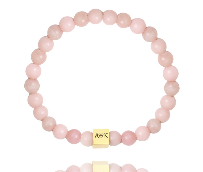 bransoletka damska z opalem różowym 1750/2 i grawerunkiem