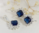 480/476 komplet srebrny z cyrkoniami niebieskimi
