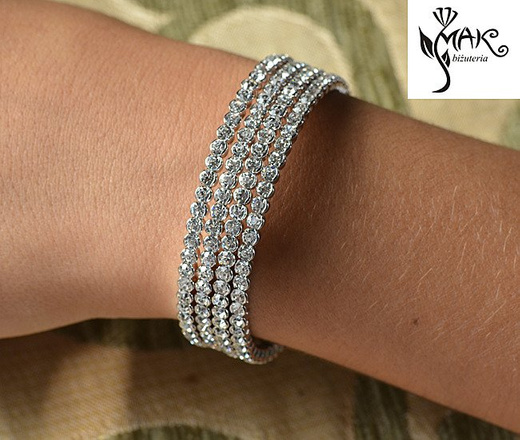 BR599/322 BIAŁE ZŁOTO CYRKONIE BRANSOLETKA