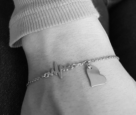 1063 bransoletka z grawerem srebro 925 linia życia serce Swarovski Elements