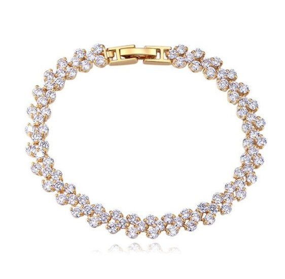 Br599/822 BRANSOLETKA ślubna żółte złoto z cyrkoniami