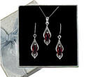 480/228 komplet srebrny z bordową cyrkonią