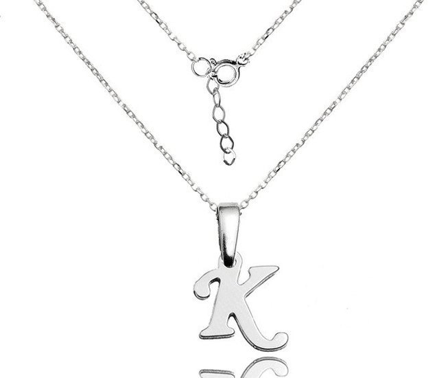 1119 naszyjnik literka, alfabet, dowolny inicjał srebrny