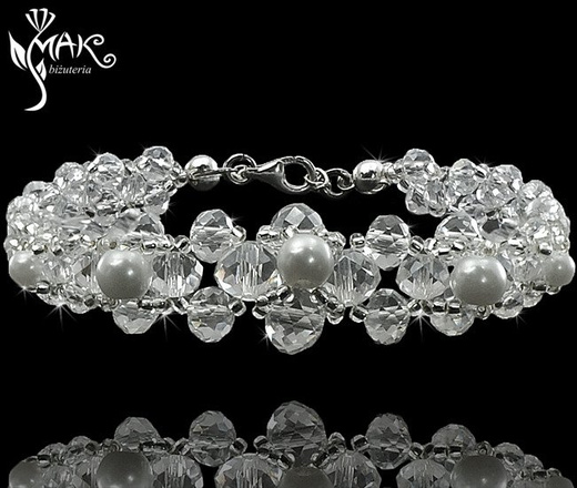 NK436 NASZYJNIK PEREŁKI SZKLANE - KRYSZTAŁY - ŚLUB