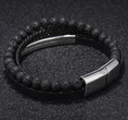599/1125 męska bransoletka grawerowana  skóra czarna