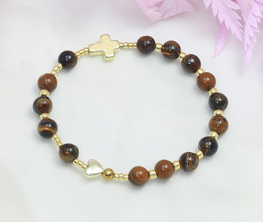  bransoletka różaniec brązowy - tygrysie oko 1888/2