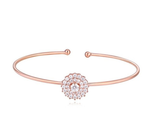 BR599/655 różowe złoto, kwiatuszek CYRKONIE BRANSOLETKA