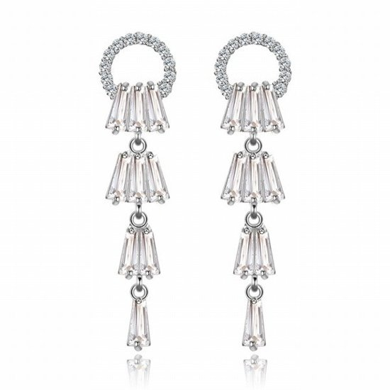 Kol 599/722 KOLCZYKI ślubne,długie z cyrkoniami, piękne, posrebrzane