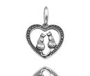113/2 wisiorek serduszko zakochane koty srebro 925