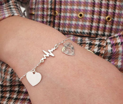 1139 Bransoletka z grawerem złota łańcuszku linia życia dwie zawieszki