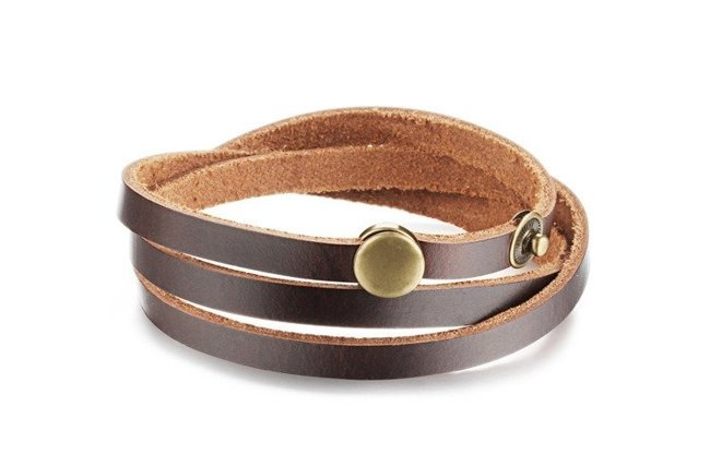 BR599/517 BRANSOLETKA MĘSKA, BRĄZOWA SKÓRA
