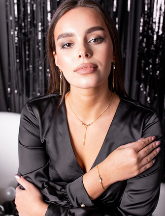 1449 kolczyki srebrne 925 złocone długie z kryształkiem