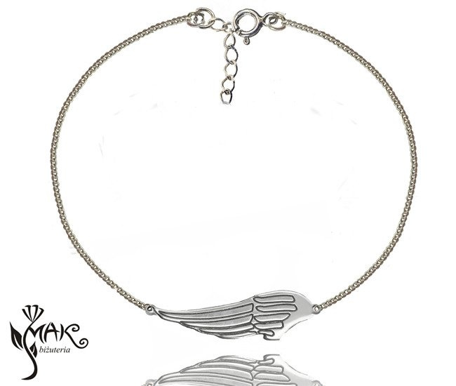 BR706 BRANSOLETKA skrzydło anioła 100% SREBRO 925 grawer