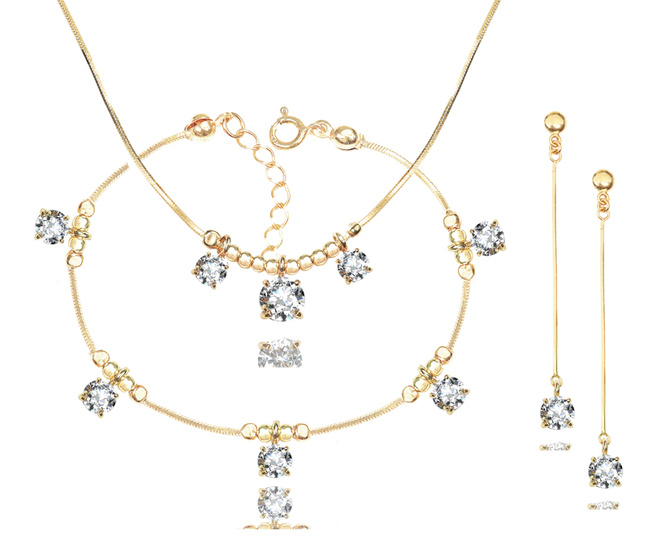 1360 komplet srebrny pozłacany z cyrkoniami