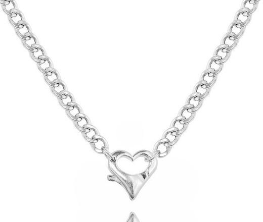 1245/3 naszyjnik srebrny 925 grubszy łańcuszek z sercem srebrnym