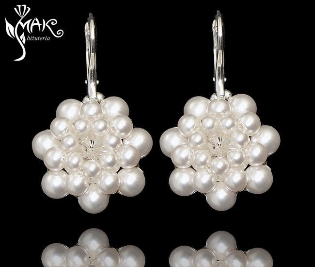 Kol 509 biżuteria ślubna KOLCZYKI Swarovski perełki