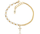 1571/18 bransoletka różaniec złota z kryształkami i krzyżem