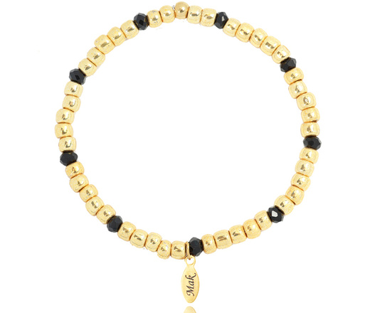 1427 zestaw bransoletek czarno złotych z kryształkami